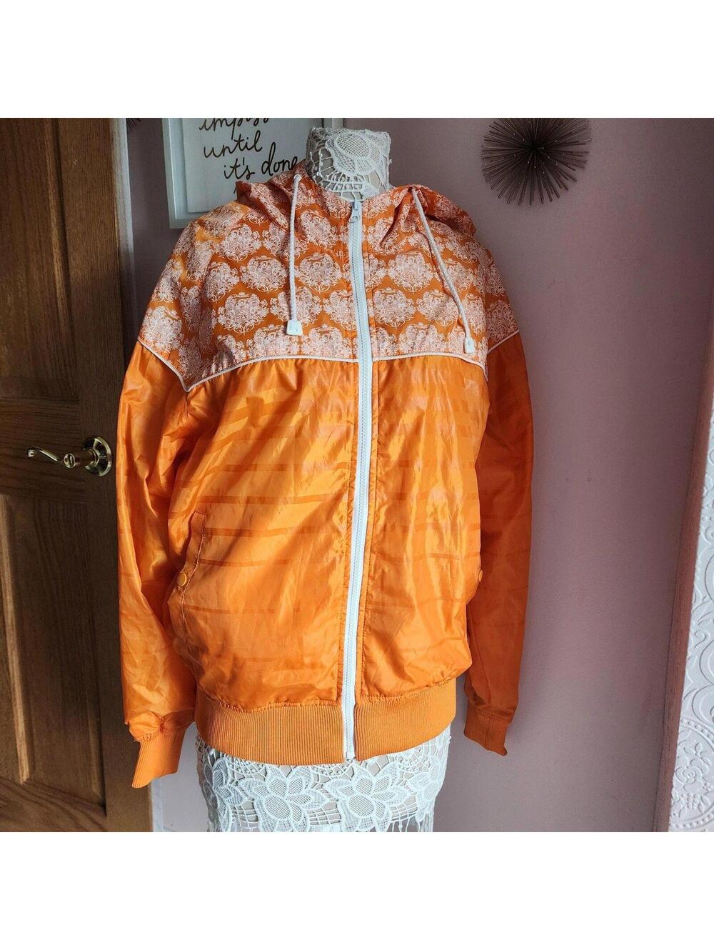 Live Mechanics Orange Nylon Jacket Men’s M Back Zipper Y2K Streetwear